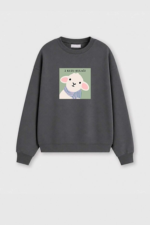 Women's Premium Fabric 3 Thread Threaded Lamb Ear Printed Sweatshirt