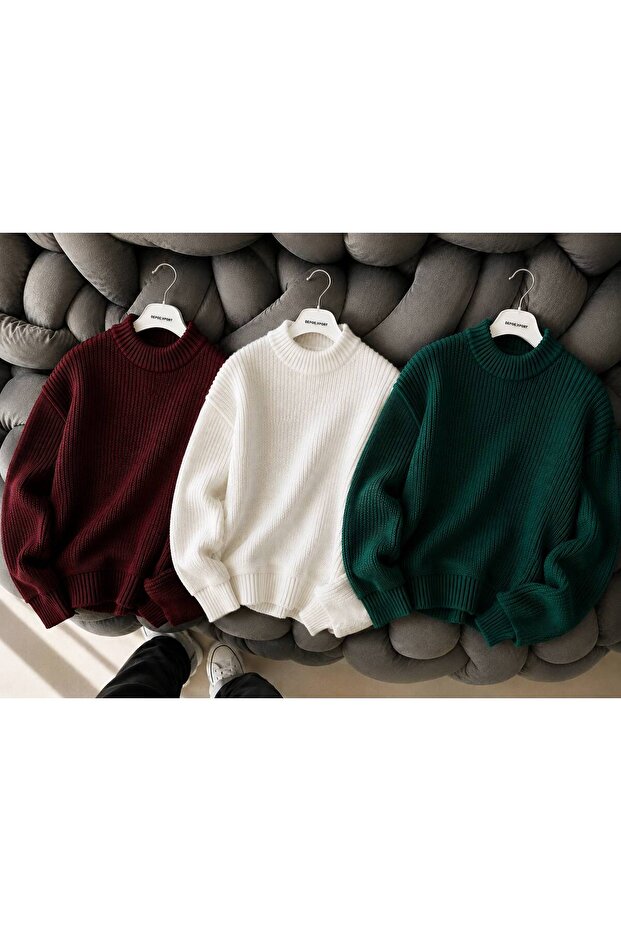 Women's 3-Piece Crew Neck Oversize Knitwear Sweater Soft Knitted Sweater