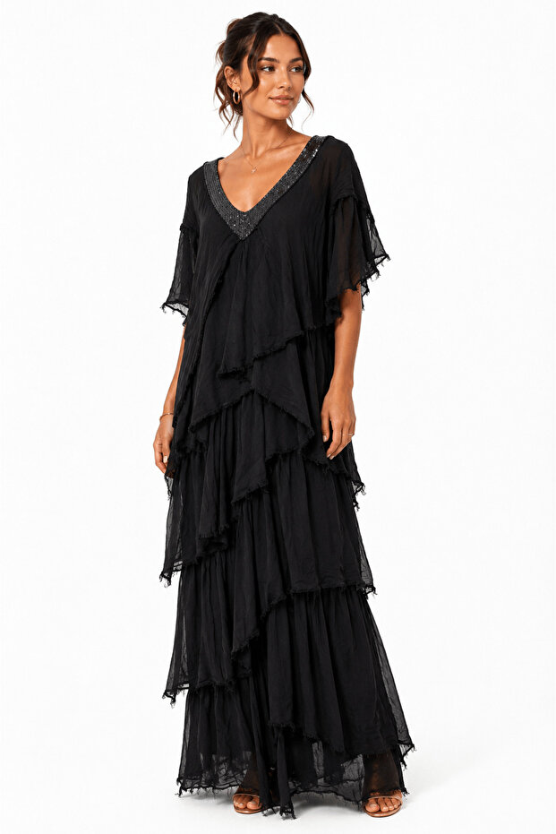 Italian Black Sequined Dress