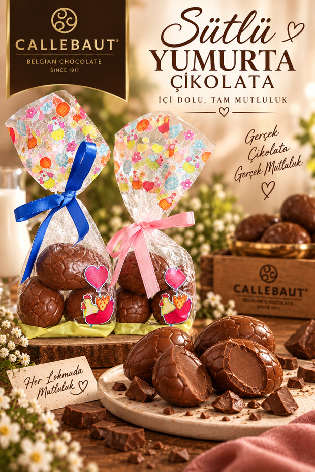 Bauta Çikolata El Yapımı Sütlü Çikolata Yumurta 2'li Paket 250 g ...