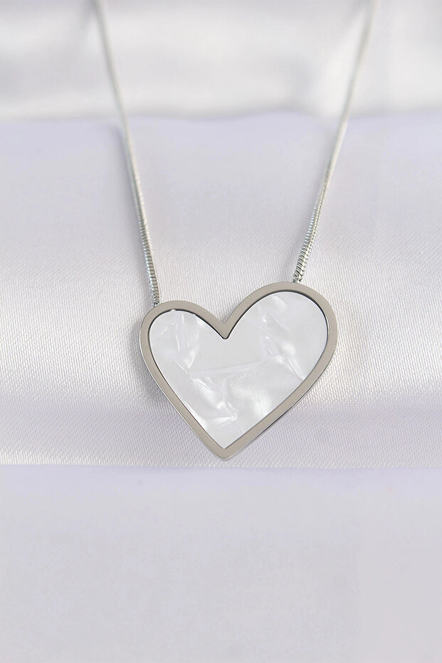 316L Steel Chain Silver Color Marble Pattern Heart Pendant Tj-Bko8656