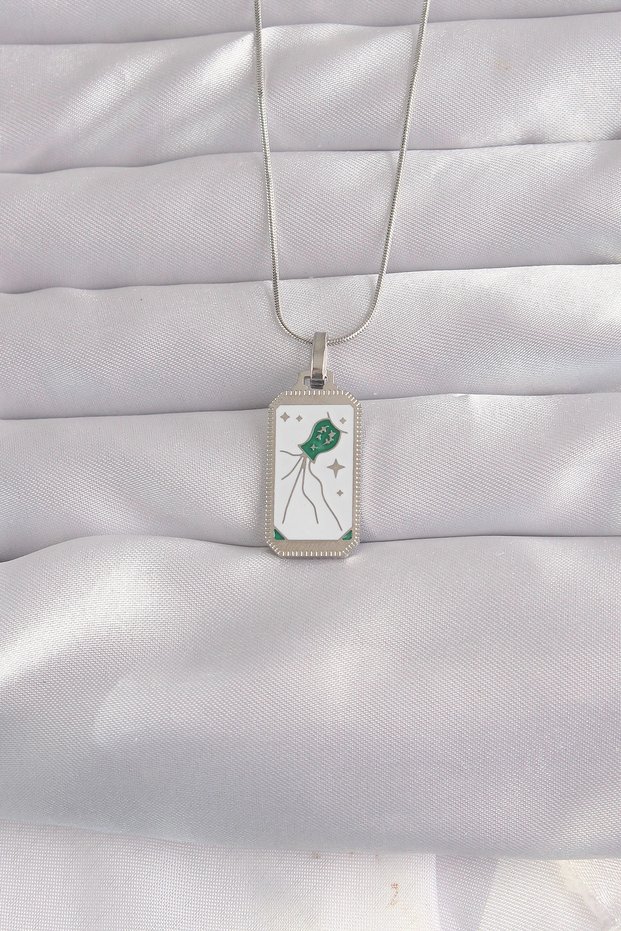 316L Steel Silver Color White Enamel Tarot Pendant Tj-Bko9048