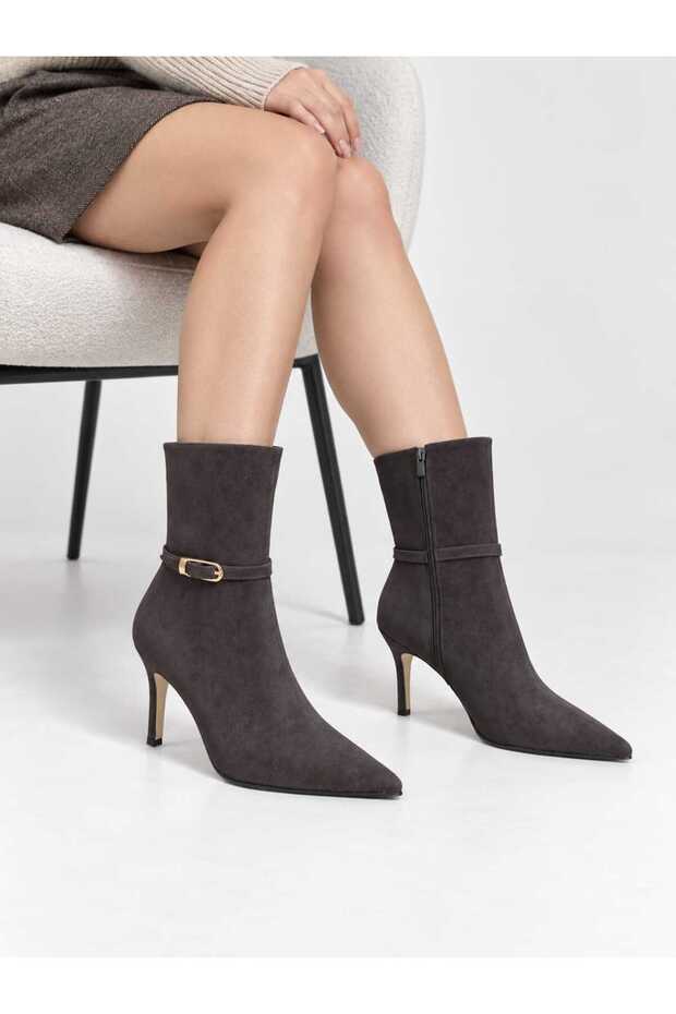Brown Mubuk 8.5cm Thin Heel Pointed Toe Zipper Women's Boots