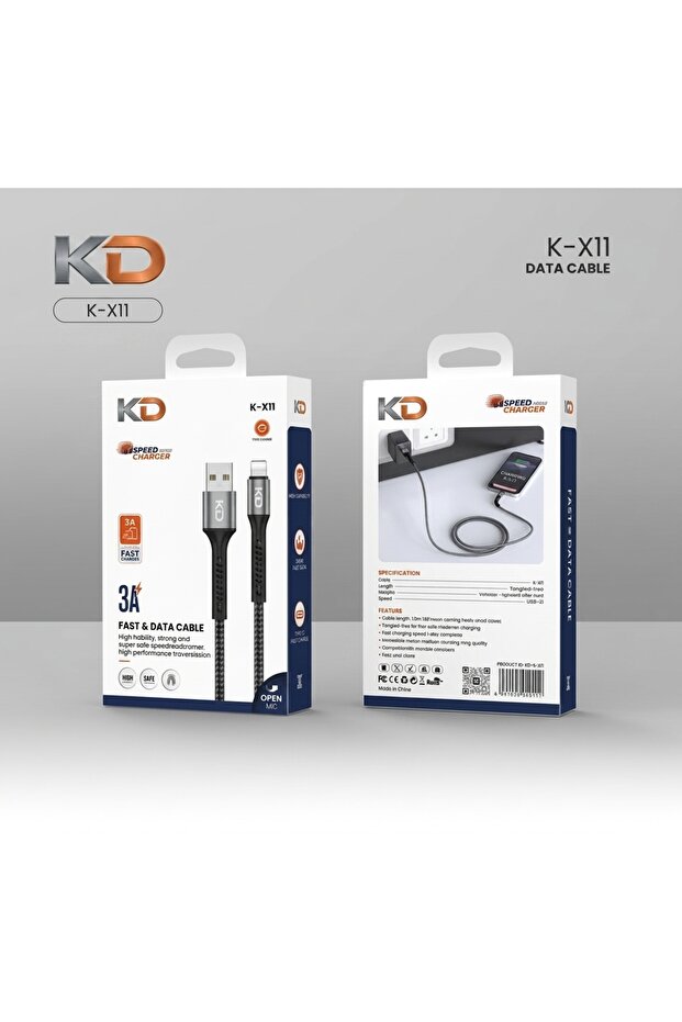 كابل W-X11 أسود من USB إلى لايتنينج