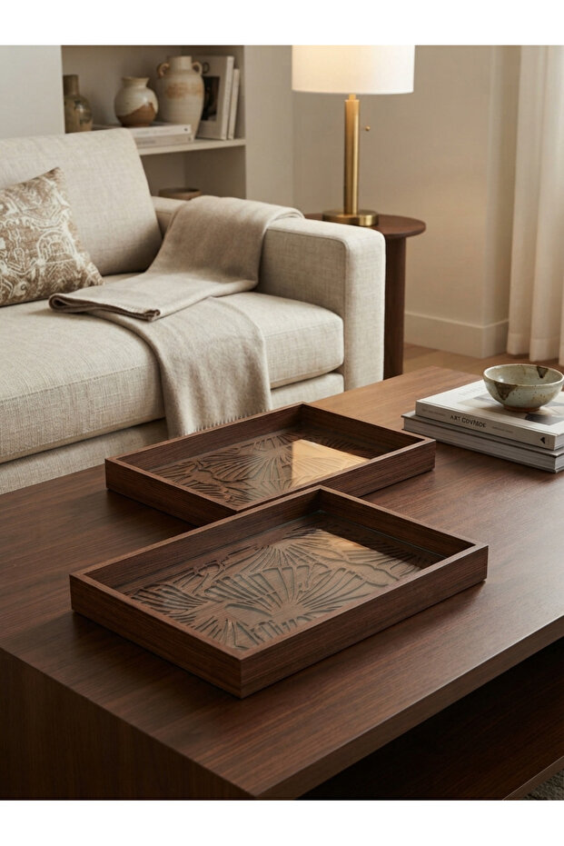"Premium Serving Tray Set with Handles – Elegant Design for Entertaining – 2 Pieces"
