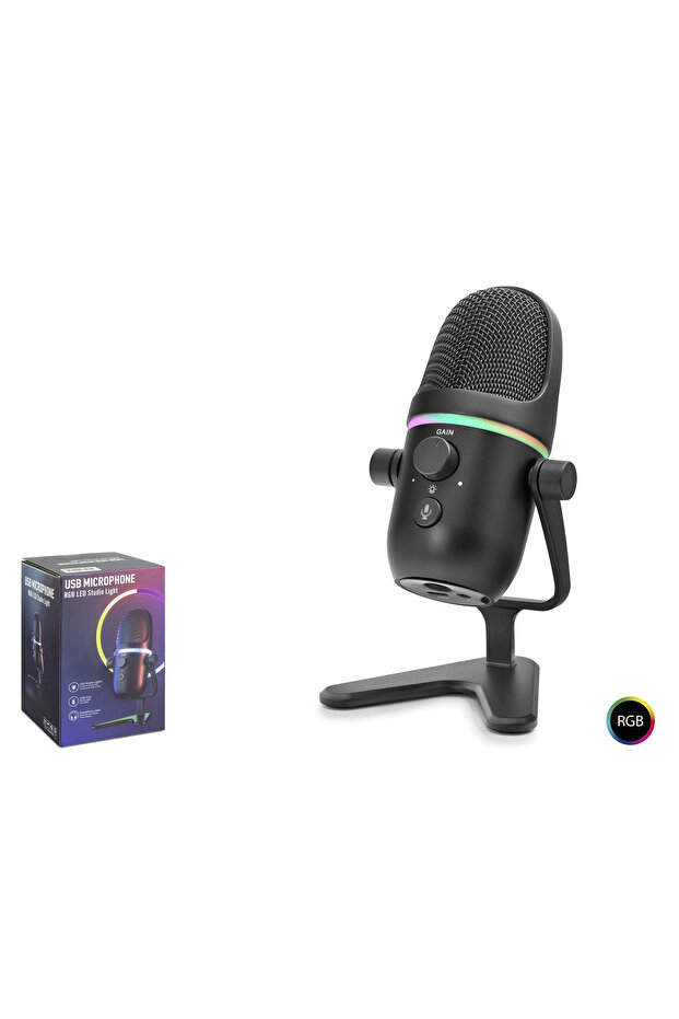 ميكروفون احترافي ثنائي الوضع RGB بتردد 192 كيلو هرتز / 24 بت من النوع C - أسود ME5