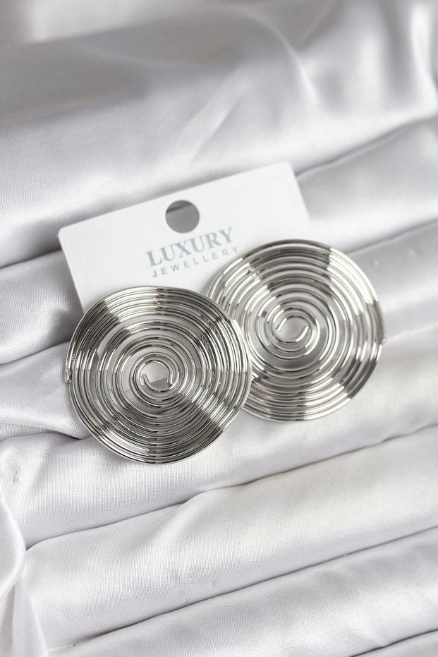 Brass Silver Color Circle Model Women's Earrings Tj-Bkp11436