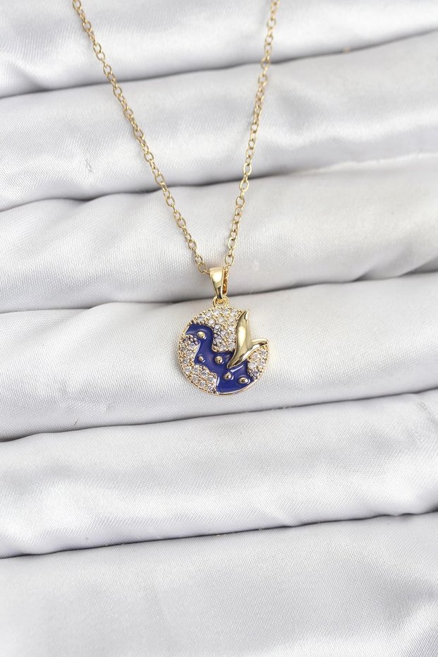 316L Steel Chain Gold Color Night Model Zircon Stone Women's Necklace Tj-Bko10891