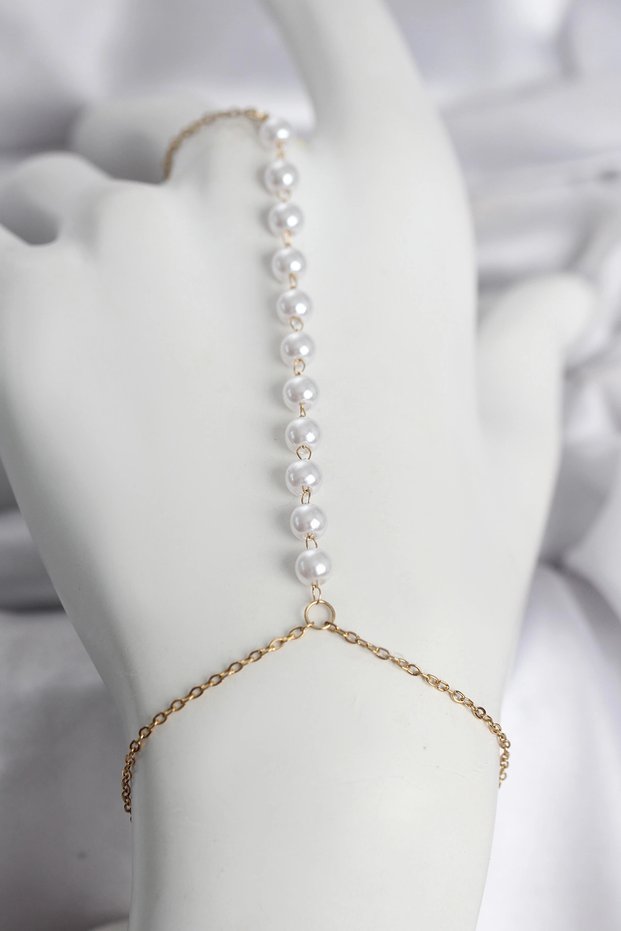 316L Steel Gold Color Row of Pearls Model Women's Shahmeran Tj-Sn744