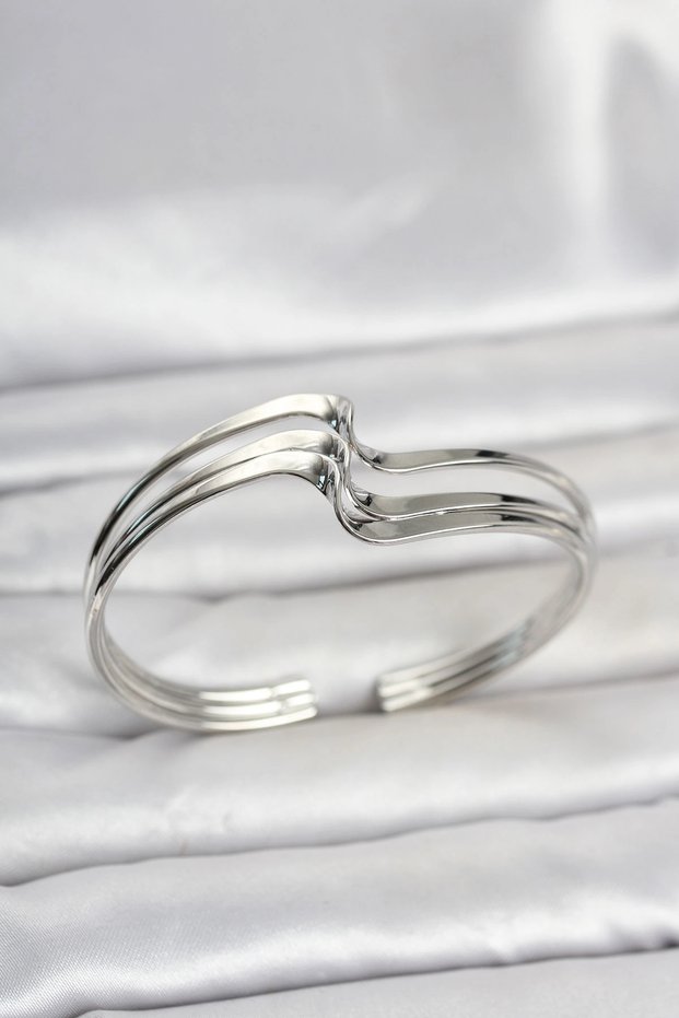 Zigzag Model Silver Color Brass Women's Bracelet Tj-Bb8553