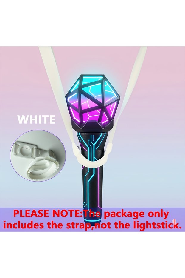 white K-POP Lightstick Crossbody Strap, Solid Adjustable Lanyard, Portable Belt for Concert Fan Part