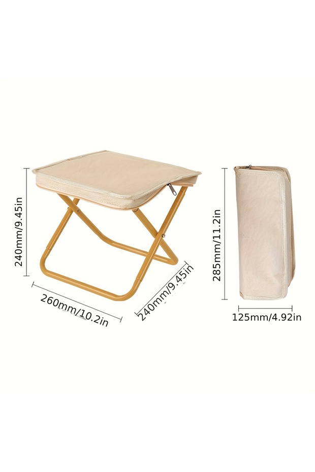 Khaki Portable Folding Camping Stool Lightweight Compact Foldable Handbag Seat for Outdoor Fishing P