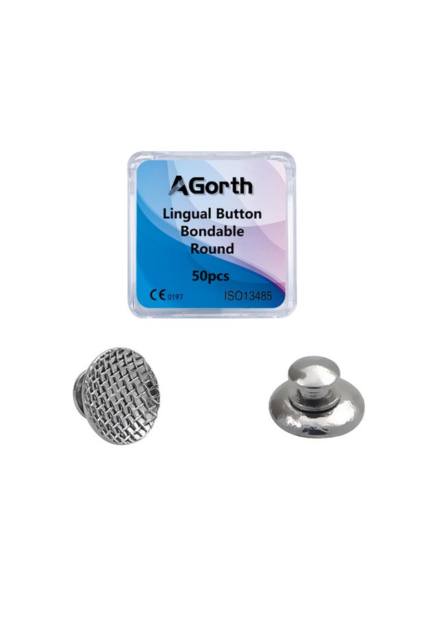 Bondable Round 50Pcs/Box Dental Orthodontic Lingual Buttons Metal Bondable Monoblock Mesh Hole Base