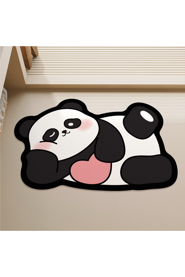 50x80cm Loving panda Rubber Bathroom Anti-Slip Floor Mat, Water-Absorbing and Quick-Drying Floor Mat