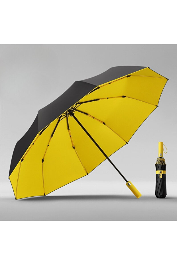 metal-fiber composite 10K Yellow 125CM Triple Fold Double Layer Double Keel Super Large Men Umbrella