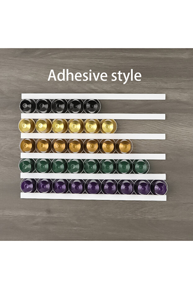 White-6pcs-01 6pc Coffee Capsule Set Storage Rack, Adhesive Refrigerator Wall-mounted Punch-free Rac