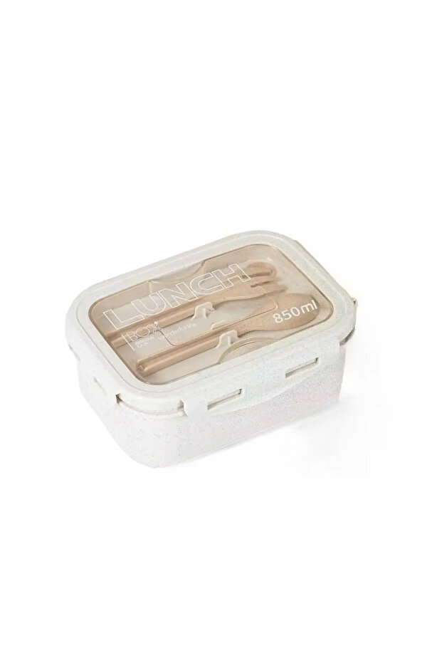 800ml 2 2 Beige 1pc Leakproof Wheat Straw Lunch Box with Utensils Suitable for School, Work,Microwav