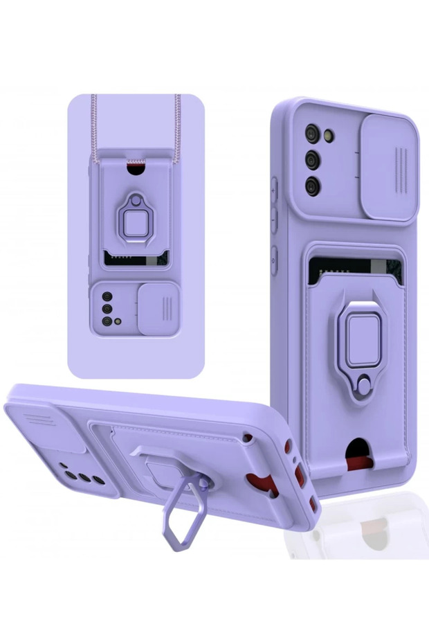 Samsung Galaxy A03S Compatible Case Zuma Silicone with Business Card Holder and Ring - Lilac