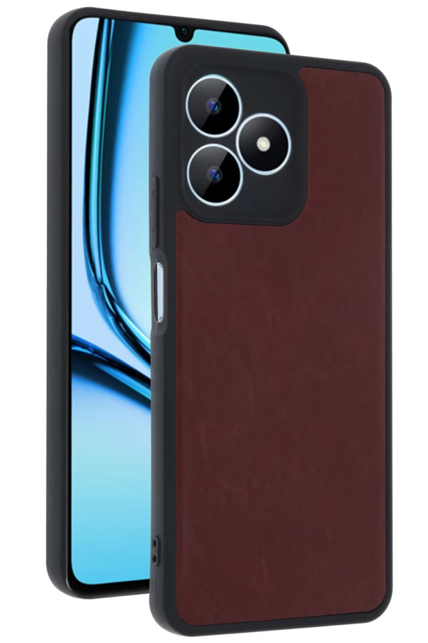 Realme Note 50 4g Compatible Case Aras Leather Cover - Claret Red