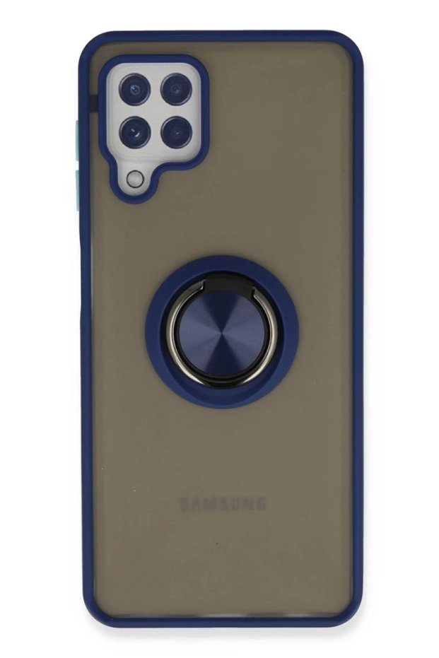Samsung Galaxy A22 Compatible Case Montreal Silicone Cover with Ring - Navy Blue