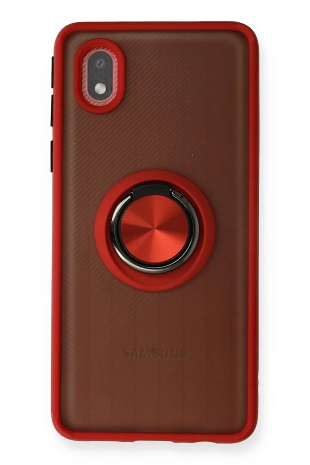 Samsung Galaxy A01 Core Compatible Case Montreal Silicone Cover with Ring - Red