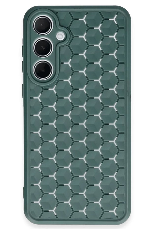 Samsung Galaxy A25 5g Compatible Case Honeycomb Silicone Cover - Dark Green