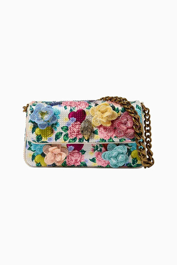 Mini Fabric Kensington Stone Chain Strap Design, Women's Shoulder Bag - Multi-Color