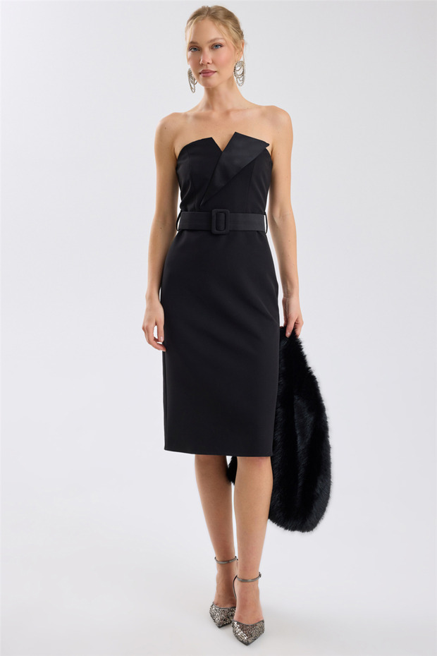 Satin Collar Belted Formulated Jumpsuit