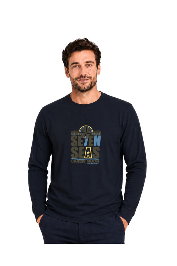 Navy Blue Carew Long Sleeve T-Shirt M-L-Xl-2Xl