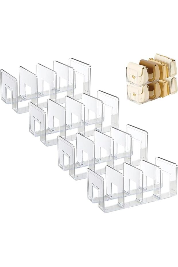 Bag Storage Organizer, 4 Pack Acrylic Handbag Holder, Display Shelf, Clear