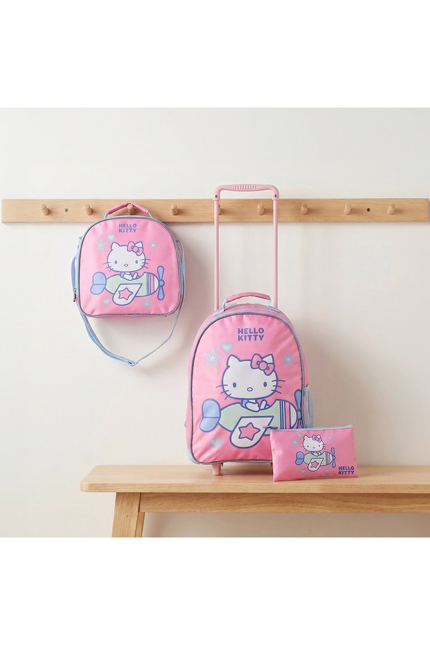Hello Kitty 3-Piece School Trolley Bag Set for Girls 3-5 Years with Lunch Bag - 14 inches