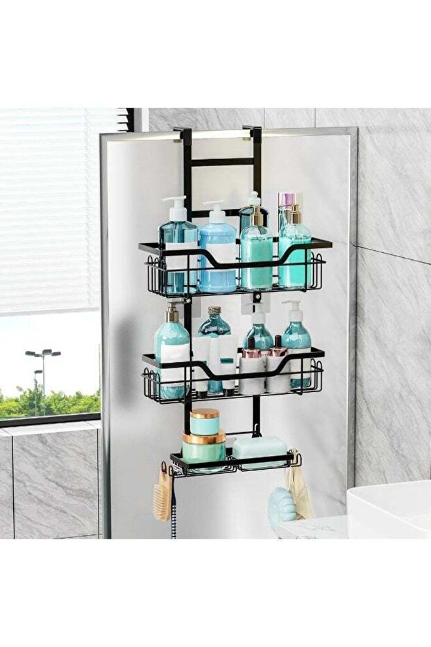 3-Tier Over-the-Door Shower Caddy Organizer – Rustproof Hanging Shower Shelf with Hook