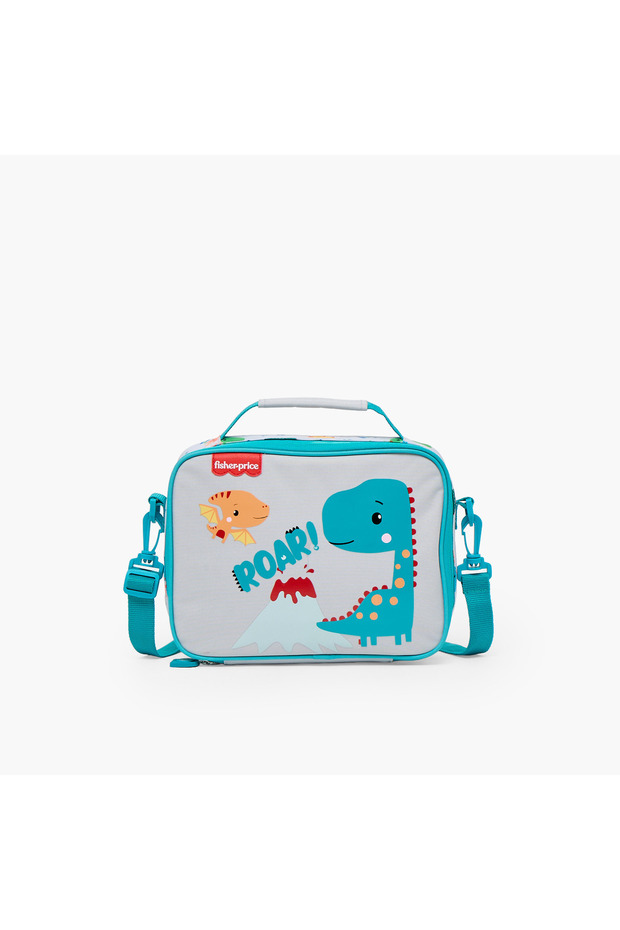 Fisher-Price Dinosaur Print Lunch Bag for Boys 3-5 Years with Detachable Strap