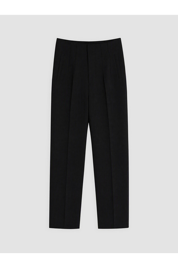 Black High Waist Slim Fit Women's Trousers