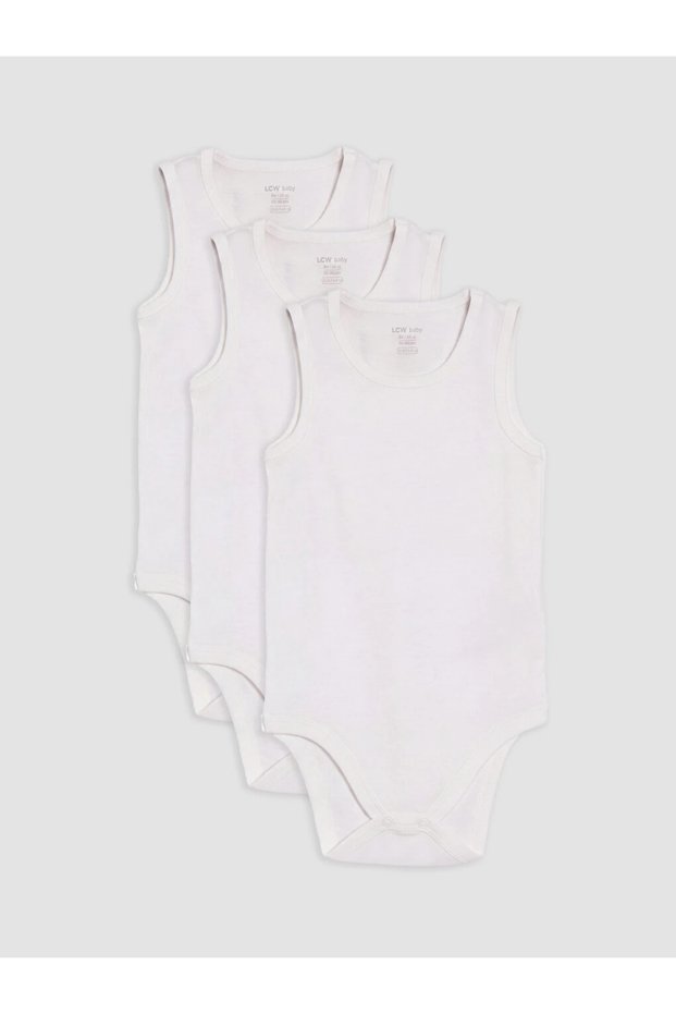 White Crew Neck Baby Boy Snapback Bodysuit 3-Piece Set