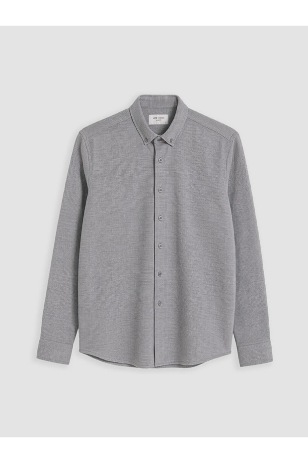 Gray Slim Fit Textured Men's Shirt