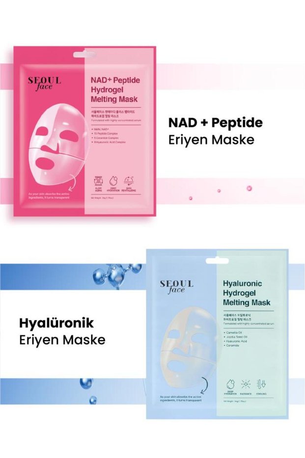 Seoul Face Nad+ Peptide Hydrogel Moisturizing Melting Mask and Hyaluronic Melting Mask Set