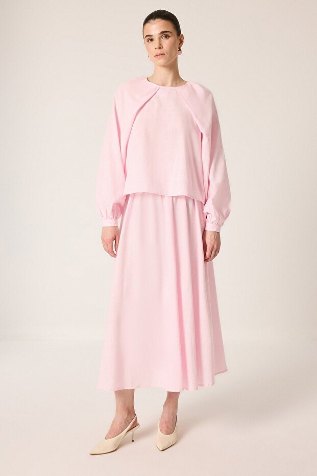 Linen Bluz Skirt Suit