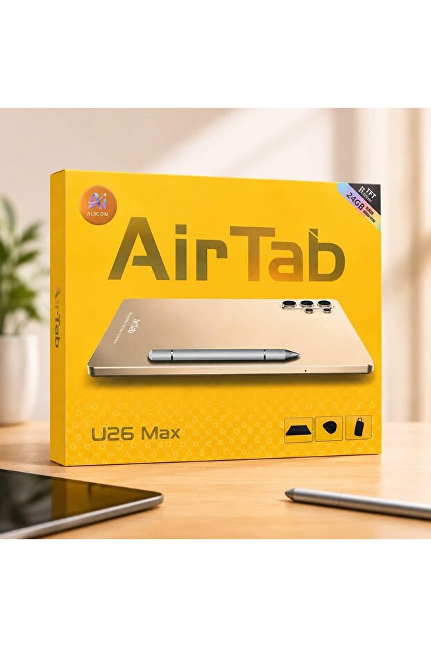 جهاز لوحي ذكي Smart Air Tab U26 Max، شاشة FHD مقاس 10.1 بوصة، ذاكرة وصول عشوائي 24 جيجابايت، ذاكرة تخزين 1 تيرابايت، مع لوحة مفاتيح عربية
