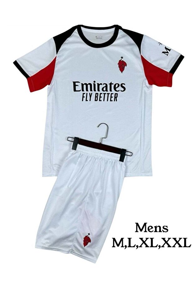 Men's White & Red Emirates Fly Better Soccer Jersey & Shorts Set