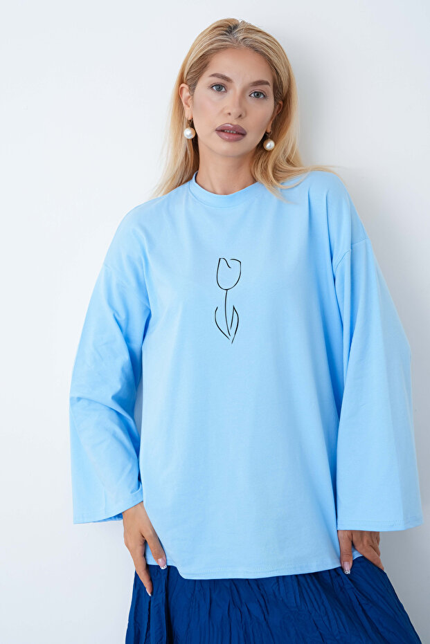 Tulip Printed Long Sleeve Body Suitable for Tesselat Clothing