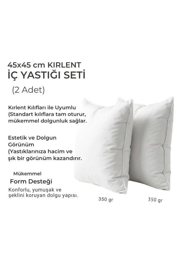 Set of 2 Throw Pillows with Inner Cushions 45X45 cm | Pillow Head 350 Gr Tok Filling Beads Silicone