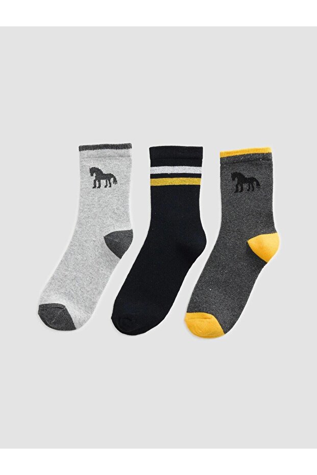 Patterned Boys' 3-Piece Socks (W6)