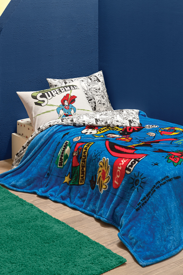 Superman Power Single Wellsoft Blanket - Blue
