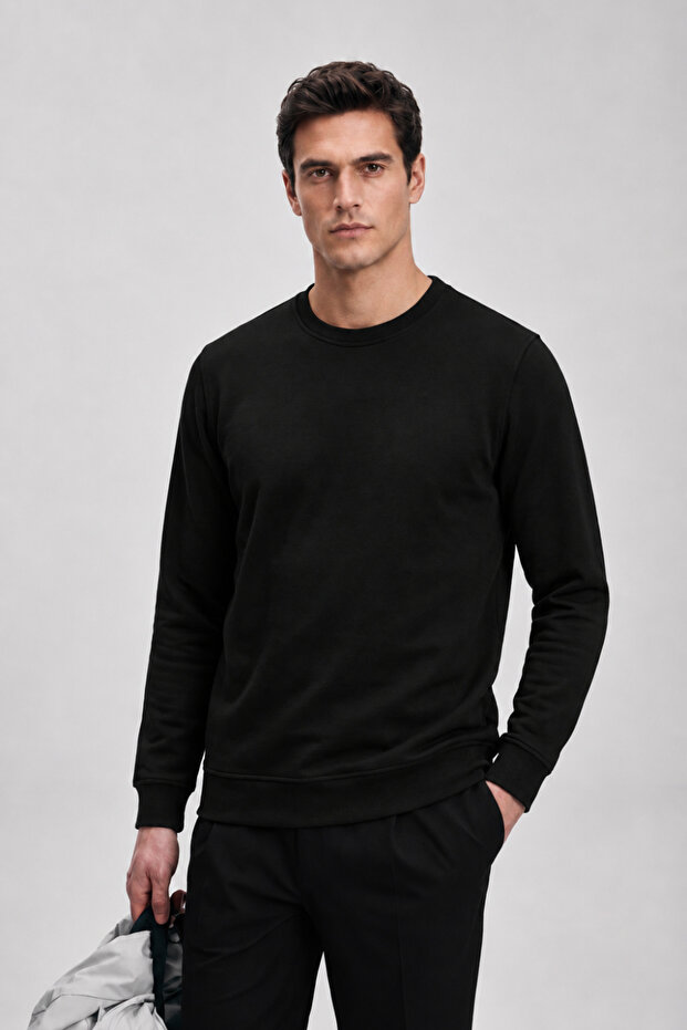 Men's Seasonal Regular Fit Black Collar Basic Sweater