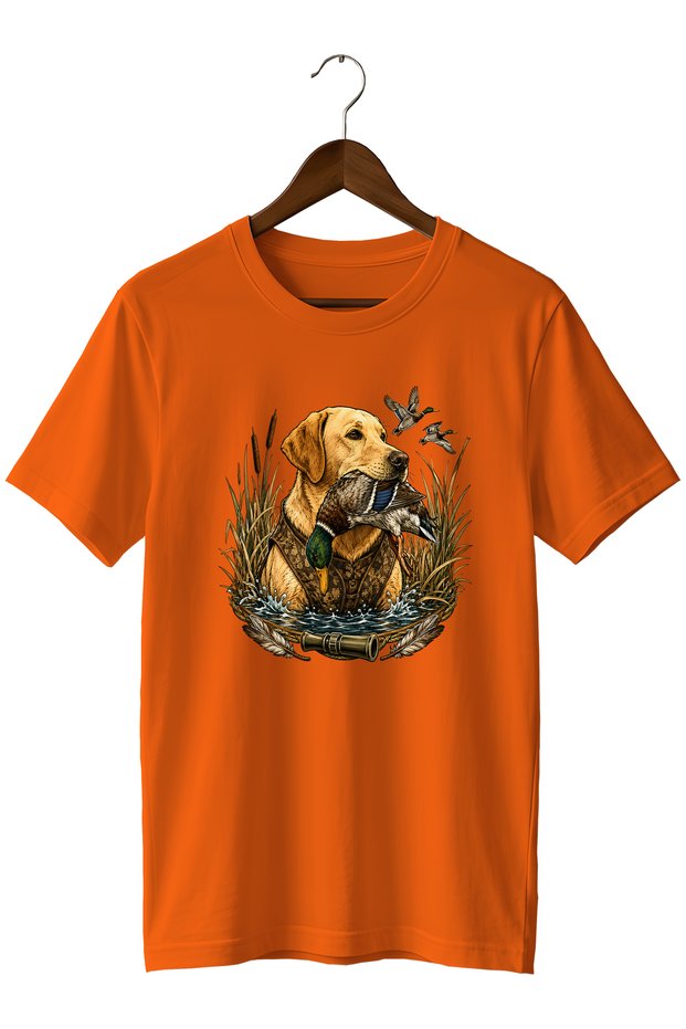Men's Labrador Duck Hunting Printed T-Shirt – Hunter Dog Outdoor Themed Crew Neck Short Sleeve