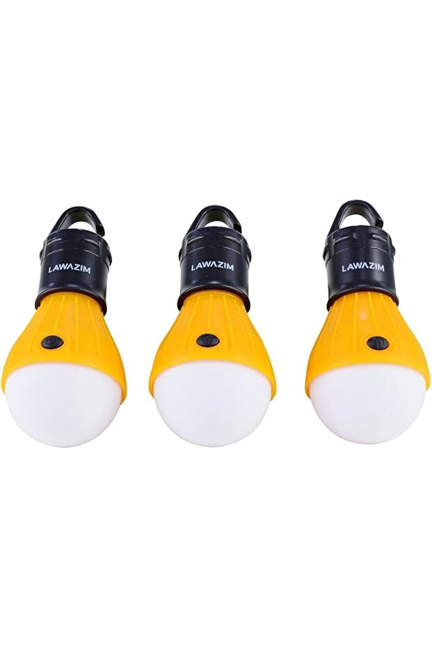 مصباح خيمة LED - 3 قطع باللون الأصفر - مصباح تخييم محمول للطوارئ مع 3 أوضاع إضاءة، Hoo