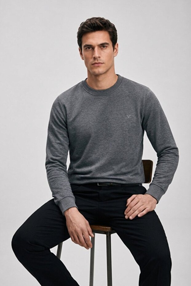 Men's Seasonal Regular Fit Smoked Collar Basic Sweater