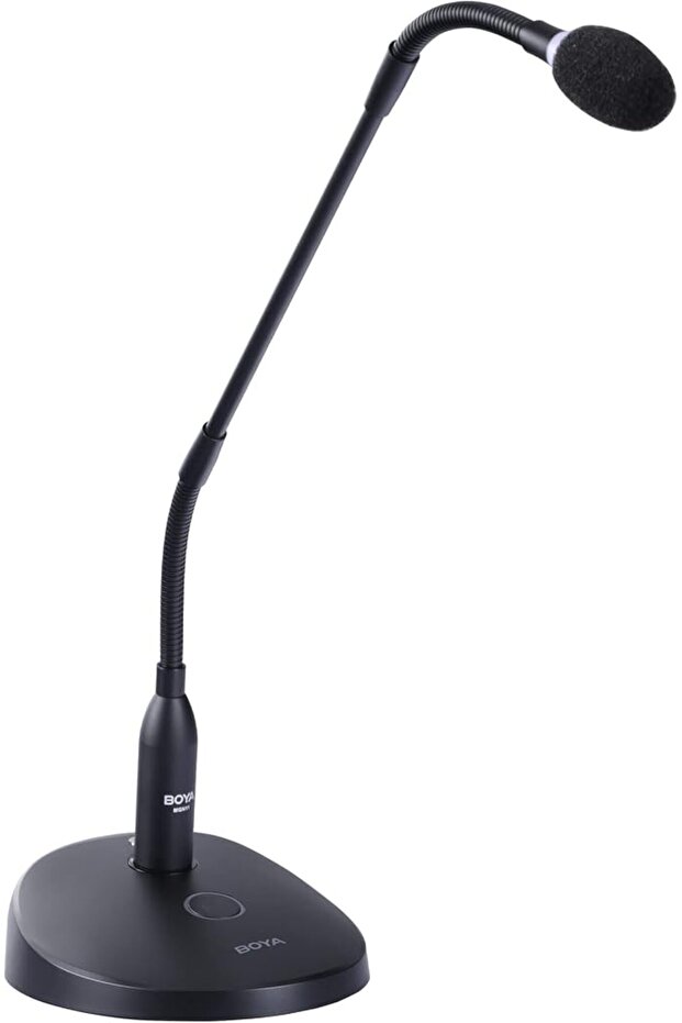 ميكروفون مكثف من نوع BOYA بطول 18 بوصة مع قاعدة مكتبية ومؤشر LED - ميكروفون منصة للمؤتمرات