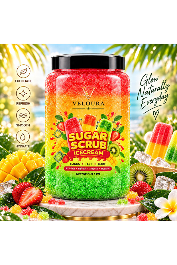 SUGAR SCRUB ICECREAM 1KG – EXFOLIATING BODY, HAND & FOOT SCRUB